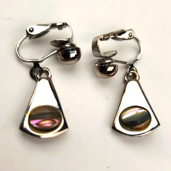 Park Lane Abalone Clip on earrings VTG 80s - Picture 7 of 11